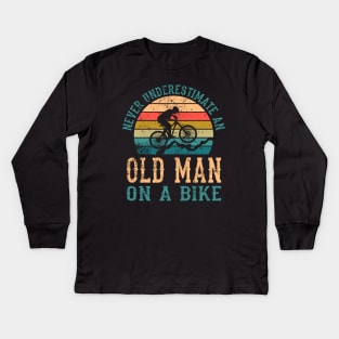 Funny Sarcastic Old Man Cyclist Mountain Bike Rider Kids Long Sleeve T-Shirt